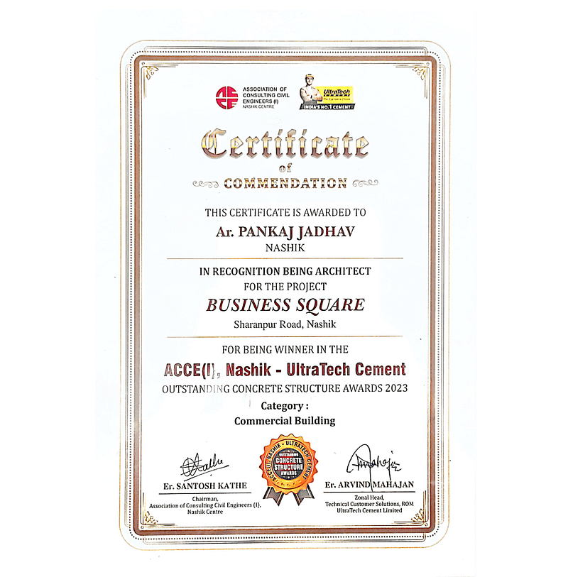 ACCE(I), Nashik - UltraTech Cement Outstanding Concrete Structure Awards 2023 for the project Business Square Nashik